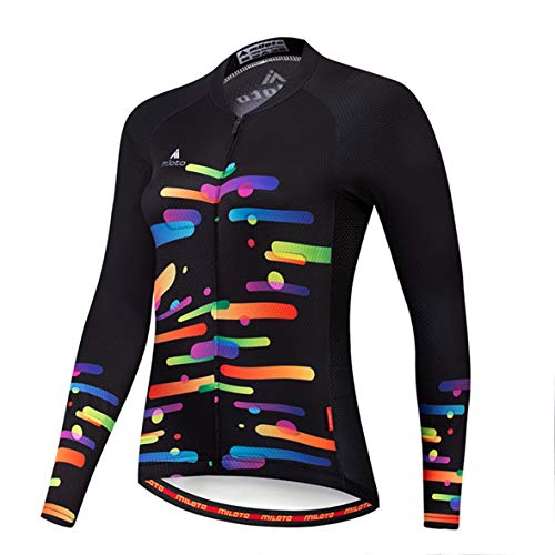 TELEYI Damen Radtrikot Langarm Fahrradjacke Bike Shirt Schnell Trocknend Atmungsaktiv Mountainbike Kleidung von TELEYI