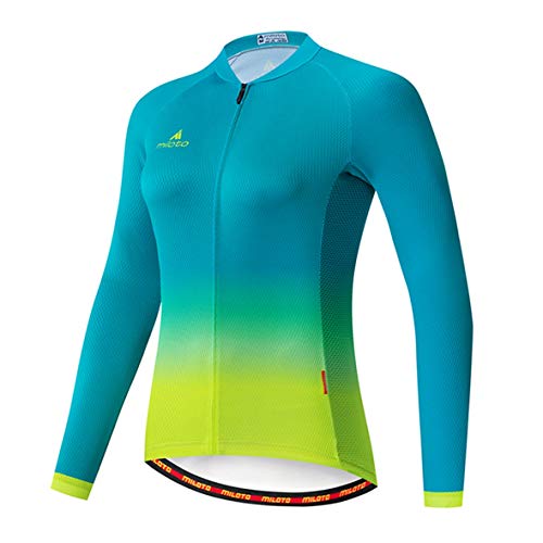 TELEYI Damen-Fahrradtrikot, langärmelig, schnelltrocknend, atmungsaktiv, Mountainbike-Bekleidung von TELEYI