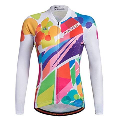 TELEYI Damen Radtrikot Langarm Fahrradjacke Biking Shirt Schnell Trocken Atmungsaktiv Mountainbike Kleidung von TELEYI