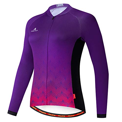 TELEYI Damen Radtrikot Langarm Fahrradjacke Bike Shirt Schnell Trocknend Atmungsaktiv Mountainbike Kleidung von TELEYI