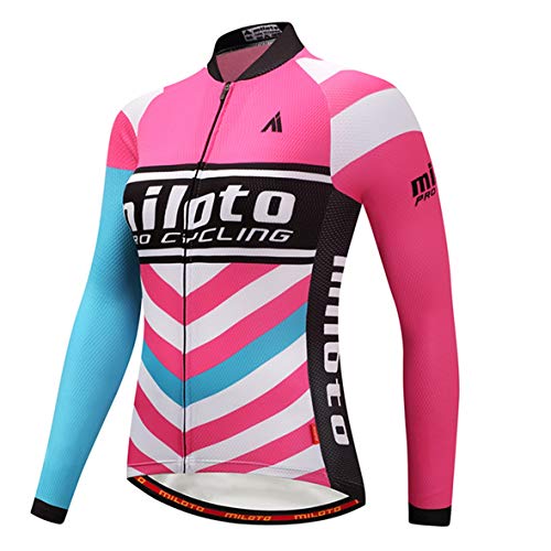 TELEYI Damen Radtrikot Langarm Fahrradjacke Bike Shirt Schnell Trocknend Atmungsaktiv Mountainbike Kleidung von TELEYI