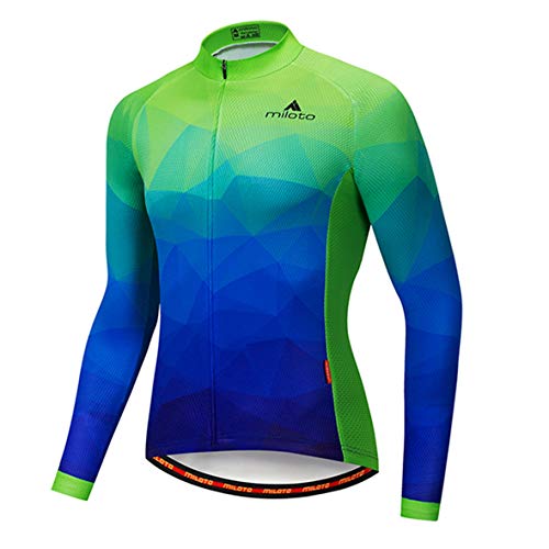 TELEYI Herren Fahrradtrikot Langarm Fahrradjacke Bikshirt Schnell Trocknend Atmungsaktiv Mountainbike Kleidung von TELEYI