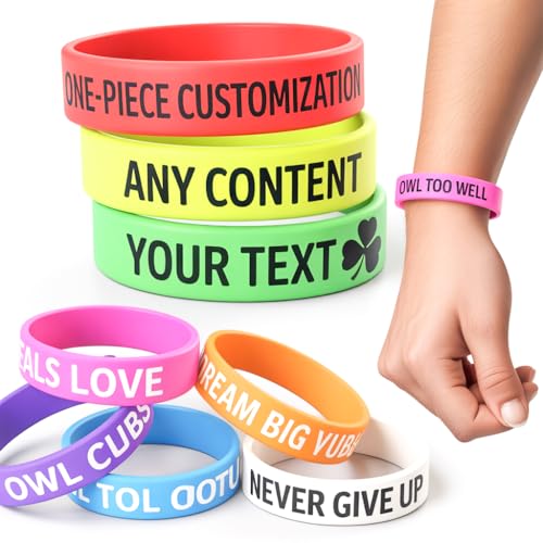 Personalisierte Silikon Armbänder - Individuelle Gravur Armbänder mit Ihrem eigenen Text & Logo - Keine Mindestbestellmenge - Personalisierte Gummibänder für Events, Partys, Ursachen von TEMEITE