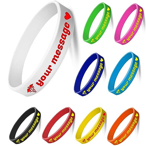 TEMEITE Individuelle Silikon-Armbänder, coole Dinge, rotes Armband, Gummi-Armbänder, Silikon-Armband, personalisierbar, Herren-Armbänder, Gummi, 8 27 inch, Silikon, Kein Edelstein von TEMEITE