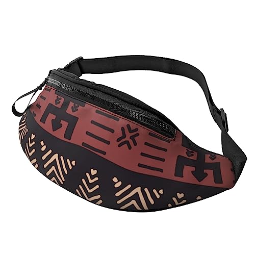 Afrikanische Mud Cloth Tribal Herren und Damen Crossbody Bauchtasche, verstellbare Mode Sport Brusttasche, Schwarz, Einheitsgröße, Schwarz , Einheitsgröße von TEMKIN