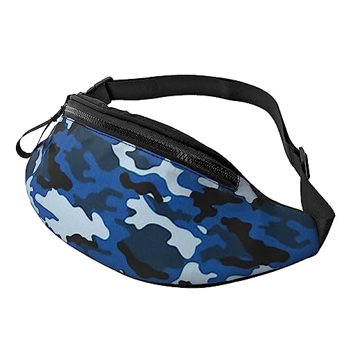 Blue Camo Herren und Damen Crossbody Bauchtasche, verstellbar, modisch, Sport-Brusttasche, Schwarz, Einheitsgröße, Schwarz , Einheitsgröße von TEMKIN