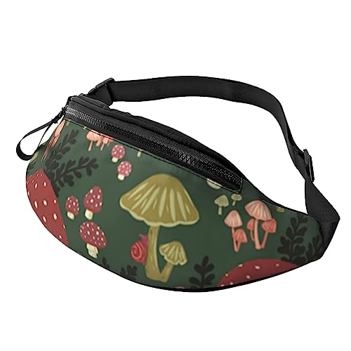 Bright Mushrooms Art Bauchtasche für Damen und Herren, verstellbar, modisch, Sport-Brusttasche, Schwarz, Einheitsgröße, Schwarz , Einheitsgröße von TEMKIN