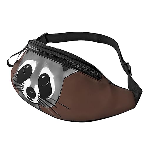 Cartoon Cute Raccoon Herren und Damen Crossbody Bauchtasche, verstellbare Mode Sport Brusttasche, Schwarz, Einheitsgröße, Schwarz , Einheitsgröße von TEMKIN