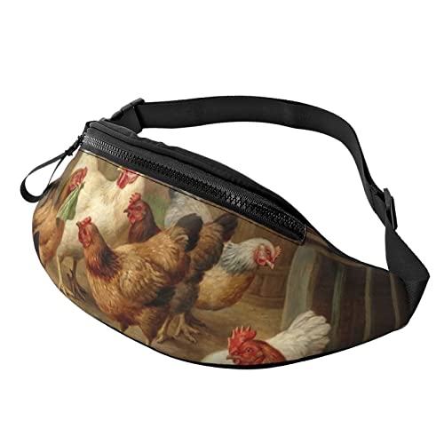 Farm Chickens Umhängetasche für Herren und Damen, verstellbar, modisch, Sport-Brusttasche, Schwarz, Einheitsgröße, Schwarz , Einheitsgröße von TEMKIN