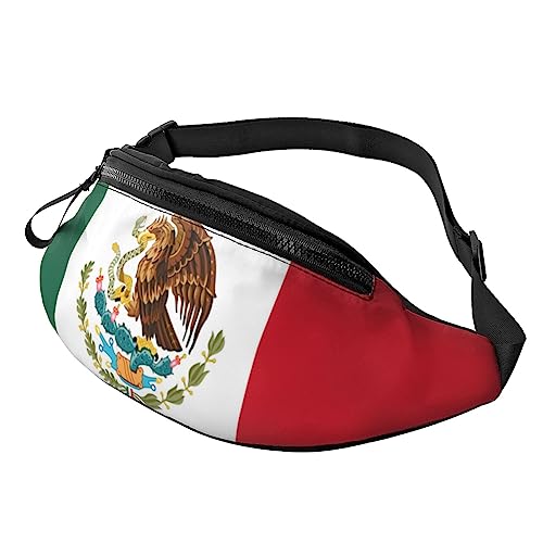 Flagge von Mexiko Herren und Damen Crossbody Bauchtasche, verstellbar, modisch, Sport, Brusttasche, Schwarz, Einheitsgröße, Schwarz , Einheitsgröße von TEMKIN