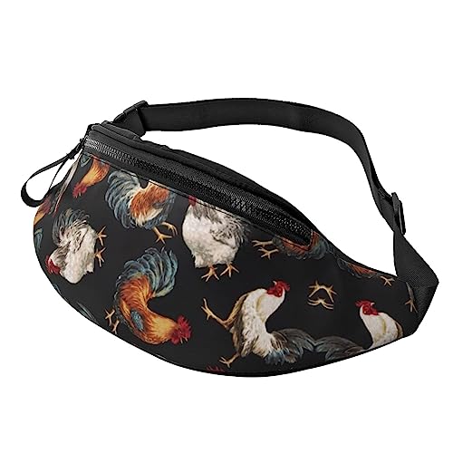 French Roosters Umhängetasche für Herren und Damen, verstellbar, modisch, Sport-Brusttasche, Schwarz, Einheitsgröße, Schwarz , Einheitsgröße von TEMKIN