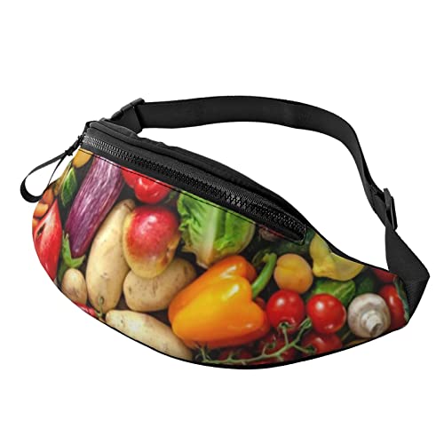 Fresh Fruits And Vegetables Herren und Damen Crossbody Bauchtasche, verstellbare Mode Sport Brusttasche, Schwarz, Einheitsgröße, Schwarz , Einheitsgröße von TEMKIN