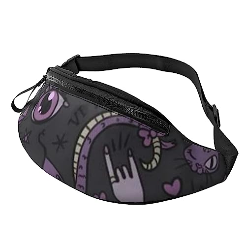 Lila Schwarz Goth Gruselige Herren und Damen Crossbody Bauchtasche, verstellbare Mode Sport Brusttasche, Schwarz, Einheitsgröße, Schwarz , Einheitsgröße von TEMKIN