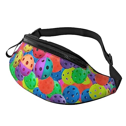 Pickleball Bälle Farbmuster Herren und Damen Crossbody Bauchtasche, verstellbare modische Sport-Brusttasche, Schwarz, Einheitsgröße, Schwarz , Einheitsgröße von TEMKIN