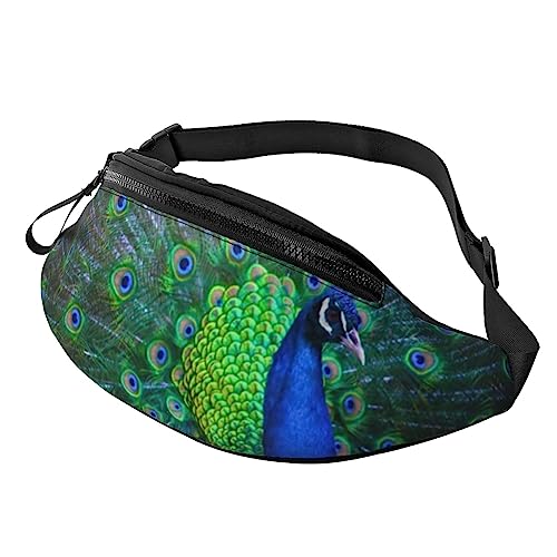 Schöne Pfau Herren und Damen Crossbody Bauchtasche, verstellbar, modisch, Sport, Brusttasche, Schwarz, Einheitsgröße, Schwarz , Einheitsgröße von TEMKIN