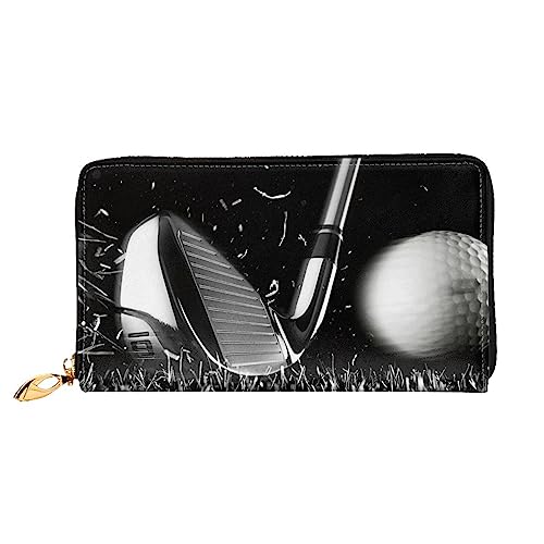 Schwarz-Weiß-Golf-bedruckte Leder-Geldbörse mit Reißverschluss für Damen, Damen, mit Reißverschluss, Clutch, Handgelenk, Reisen, lange Geldbörse, Weiß, Einheitsgröße, minimalistisch, weiß, von TEMKIN