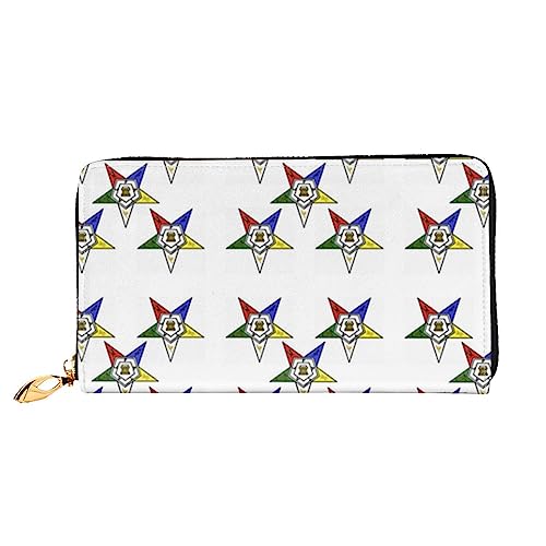 Stars Eastern Stars bedruckte Leder-Geldbörse mit Reißverschluss für Damen, Damen, mit Reißverschluss, Clutch, Handgelenk, Reisen, lange Geldbörse, Schwarz, Einheitsgröße, minimalistisch, Schwarz , von TEMKIN