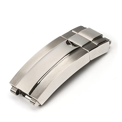 TEMKIN Edelstahl Faltschließe Glide Lock 9mm für Rolex, Submariner, Oysterflex, Daytona, GMT Uhrenarmband mit Faltschließe in BrightSilver von TEMKIN