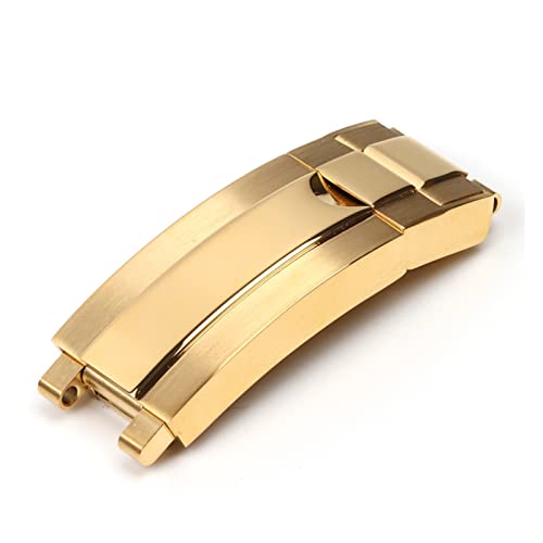 TEMKIN 9mm Edelstahl Faltschließe Glide Lock Fit for Rolex for Submariner for Oysterflex for Daytona for GMT Uhrenarmband mit Faltschließe (Color : Gold Buckle, Size : 9MM_BUCKLE NO LOGO) von TEMKIN
