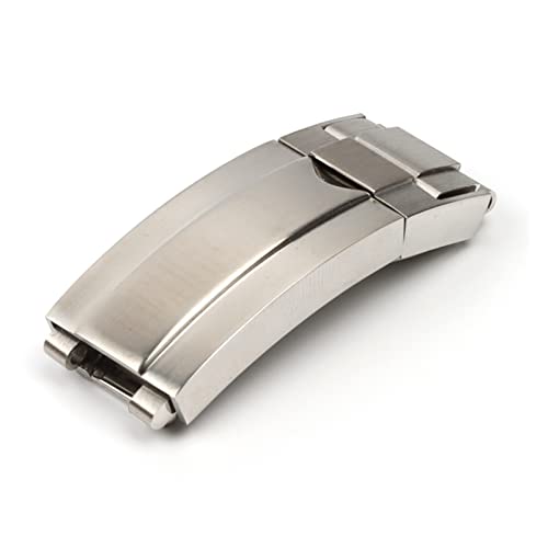 TEMKIN 9mm Edelstahl Faltschließe Glide Lock Fit for Rolex for Submariner for Oysterflex for Daytona for GMT Uhrenarmband mit Faltschließe (Color : Matt Silver, Size : 9MM_BUCKLE NO LOGO) von TEMKIN