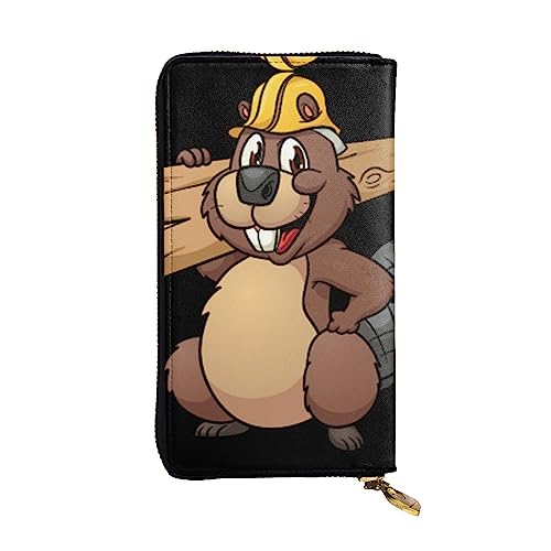 TEMKIN Beaver Arbeiten bedruckte Damen Geldbörse, Herren Reißverschluss Clutch mit Kartenfach Große Kapazität Kartenetui, Biberarbeiten., Einheitsgröße von TEMKIN