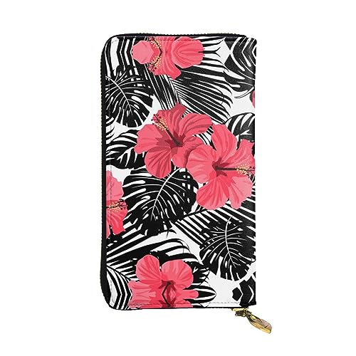 TEMKIN Damen-Clutch mit Blumenmotiv und Hasenmotiv, bedruckt, mit Reißverschluss, modisch, mit Kartenschlitz, großes Fassungsvermögen, Kartenetui, Roter Hibiskus, Einheitsgröße von TEMKIN