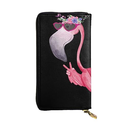 TEMKIN Damen-Clutch mit Lavendelprägung, bedruckt, mit Reißverschluss, modisch, mit Kartenschlitz, großes Fassungsvermögen, Kartenetui, Hello Glasses Flamingo, Einheitsgröße von TEMKIN