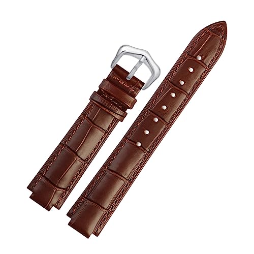 TEMKIN Echtes Leder Armband for Ballon Bleu Handgelenk Band Männer Weibliche Konvexen Lederband 14x8mm 18x11mm 20x12mm (Color : Brown silver-01, Size : 18-11mm) von TEMKIN
