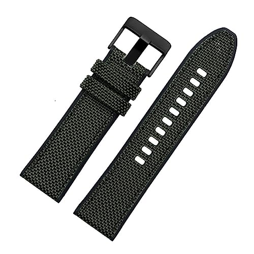 TEMKIN For DIESEL for Dz4500 for Dz4506 for DZ7420 for DZ4318 Leinwand Silikon Armband männer 24 26 28mm Zubehör nylon Armband (Color : Army green black, Size : 24mm) von TEMKIN