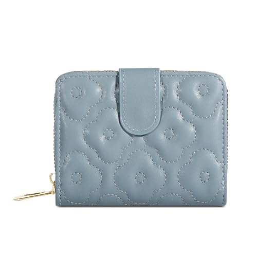 TEMKIN Geldbörse Frauen Mode Blumendruck Kurzer Brieftasche Reißverschluss Tri-Fold Wallet von TEMKIN