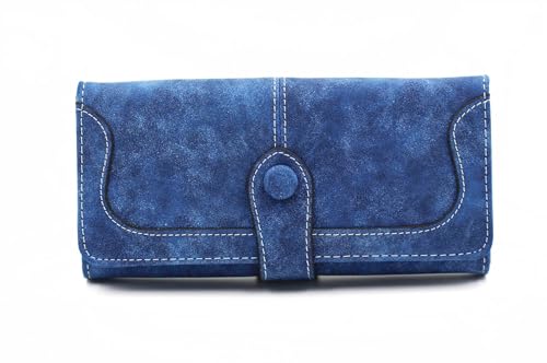 TEMKIN Geldbörse Frauen Retro Long Wallet Warde Kapazität Mobile Brieftasche Handtasche-Blau von TEMKIN