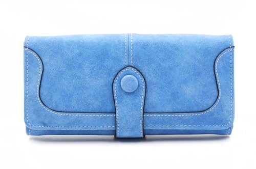 TEMKIN Geldbörse Frauen Retro Long Wallet Warde Kapazität Mobile Brieftasche Handtasche-Hellblau von TEMKIN