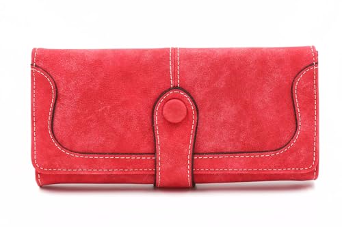 TEMKIN Geldbörse Frauen Retro Long Wallet Warde Kapazität Mobile Brieftasche Handtasche-Rot von TEMKIN