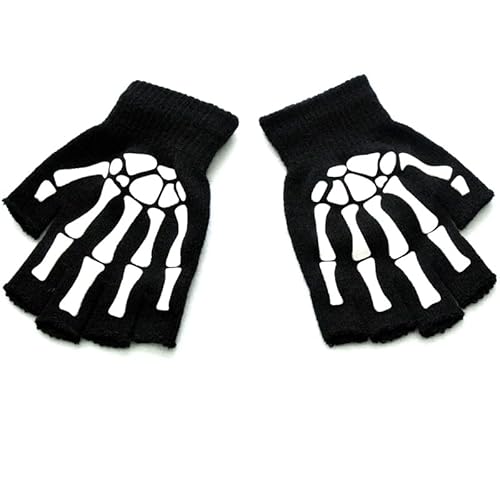 TEMKIN Handschuhe Trendy Black Skull Print Touchscreenhandschuhe Halloween Personalisierte Handschuhe Für Männer Und Frauen-B4-Einheitsgröße von TEMKIN