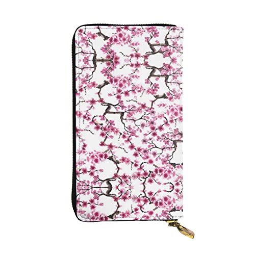 TEMKIN Hawaii rosa Blume bedruckte Damen Geldbörse, Herren Reißverschluss Clutch mit Kartenfach Große Kapazität Kartenetui, Cherry Blossom, Einheitsgröße von TEMKIN