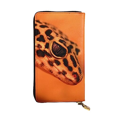 TEMKIN Musiknoten-Druck, bedruckte Damen-Geldbörse, Herren-Reißverschluss, Clutch mit Kartenschlitzen, große Kapazität, Kartenetui, Leopard Little Gecko, Einheitsgröße von TEMKIN