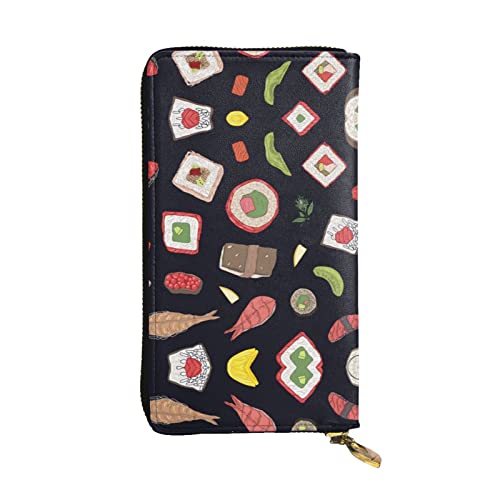 TEMKIN Owls Birds bedruckte Damen Geldbörse, Herren Reißverschluss Clutch mit Kartenfach Große Kapazität Kartenetui, Japanisches Sushi schwarz, Einheitsgröße von TEMKIN