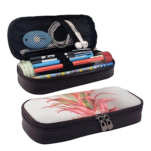 TEMKIN Rosa Ananas Bedruckte Leder Bleistift Beutel, Große Kapazität Stifttaschen Niedlich Bleistift Fall Kosmetik Organizer Tasche Mit Reißverschluss, rose, Einheitsgröße, Einfach von TEMKIN