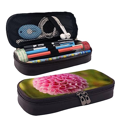 TEMKIN Rosa Blumen Bedruckte Leder Bleistift Beutel, Große Kapazität Stift Taschen Niedlich Bleistift Fall Kosmetik Organizer Tasche Mit Reißverschluss von TEMKIN