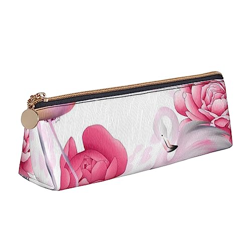 TEMKIN Rosa Flamingos Bedruckte Frauen Leder Bleistifttasche, Große Kapazität Bleistift Fall Stift Tasche Mit Reißverschluss Für Büro, rose, Einheitsgröße, Einfach von TEMKIN