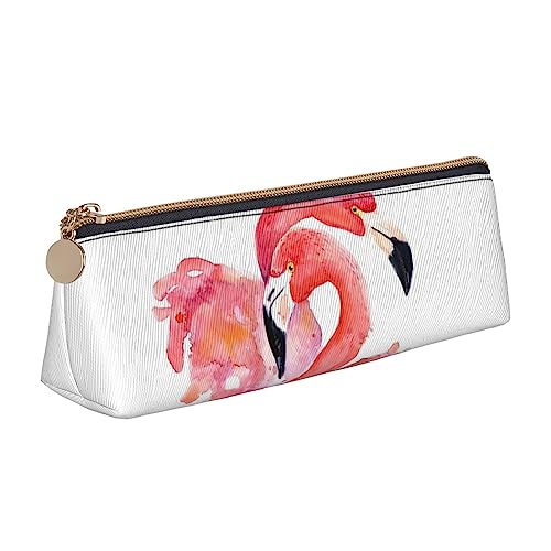 TEMKIN Rosa Flamingos Bedruckte Frauen Leder Bleistifttasche, Große Kapazität Bleistift Fall Stift Tasche Mit Reißverschluss Für Büro, rose, Einheitsgröße, Einfach von TEMKIN