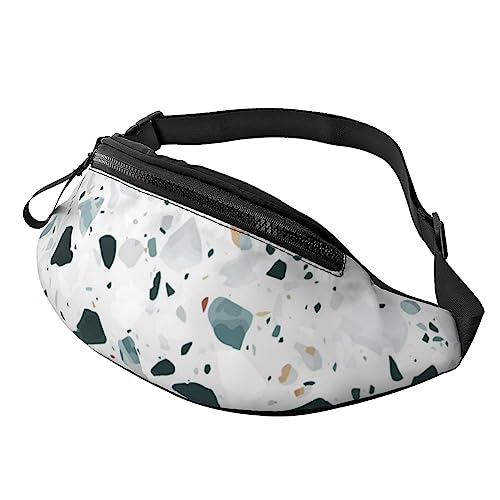 Terrazzo Bauchtasche für Damen und Herren, Marmor, Pastellfarben, verstellbar, modisch, Sport-Brusttasche, Schwarz, Einheitsgröße, Schwarz , Einheitsgröße von TEMKIN