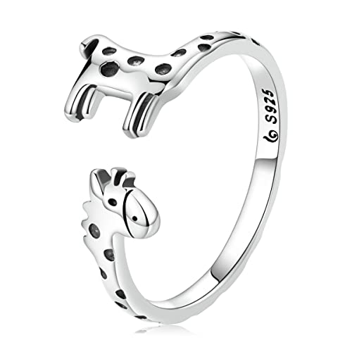 Trend offene Größe Fingerringe 925 Sterling Silber Tierform Elefant Giraffe Ringe Trend Schmuck Party von TEMKIN