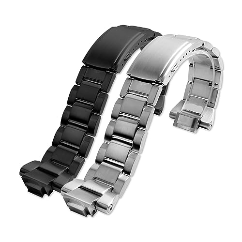 for CasioFor G-Shock Watch Herren Steel Heart for GST-B400-1A Edelstahl Konvexes Armband (Color : Black, Size : 14mm) von TEMKIN