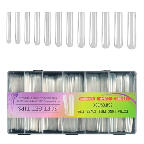 504 Stück lange volle Deckspitzen, weiche Gele, Acrylnägel, transparent, zum Aufdrücken, für Damen, transparentes Acryl-Nagelzubehör, volle Spitzen von TEMOOUES