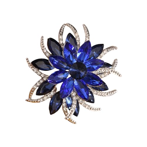 Anspruchsvolle Blumen-Brosche mit Strasssteinen und Blumenmotiv für Damen, Modeschmuck, Marquise-Strass-Brosche, Einheitsgröße, Wie beschrieben von TEMOOUES