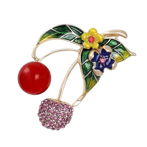 Auffällige, raffinierte Kirschen-Anstecknadel, tragbares Schmuck-Accessoire für Themen-Events, stilvolle Outfits, Freizeitkleidung, stilvolle Kirsch-Brosche, Einheitsgröße, Wie beschrieben von TEMOOUES