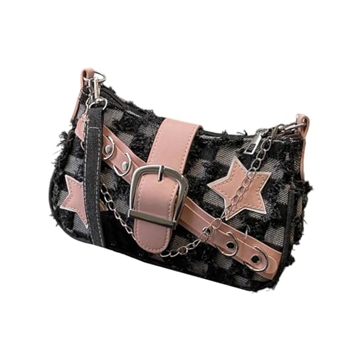 Kreative Sternmuster Unterarmtasche Mode Umhängetasche für Frauen Retro Styles Crossbody Taschen Arbeit Handtasche Punk Zubehör, Checkerboard Black, One Size Kreative Sternmuster Unterarmtasche Mode Umhängetasche für Frauen Retro Styles Crossbody Taschen Arbeit Handtasche Punk Zubehör, Checkerboard Black, One Size von TEMOOUES