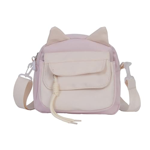 Moderne Nylon-Umhängetasche für Damen, Schultertaschen mit verstellbarem Riemen für Shopping und gesellschaftliche Veranstaltungen, Katzenohren-Umhängetasche für Teenager, a, One Size von TEMOOUES
