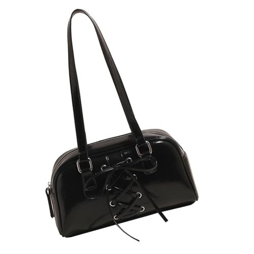 Modische Ballett-Schultertasche mit geräumigem Innenraum und Schleifen zum Binden von Unterarmtaschen für moderne Stadt, modische Studententasche, Schwarz , One Size von TEMOOUES